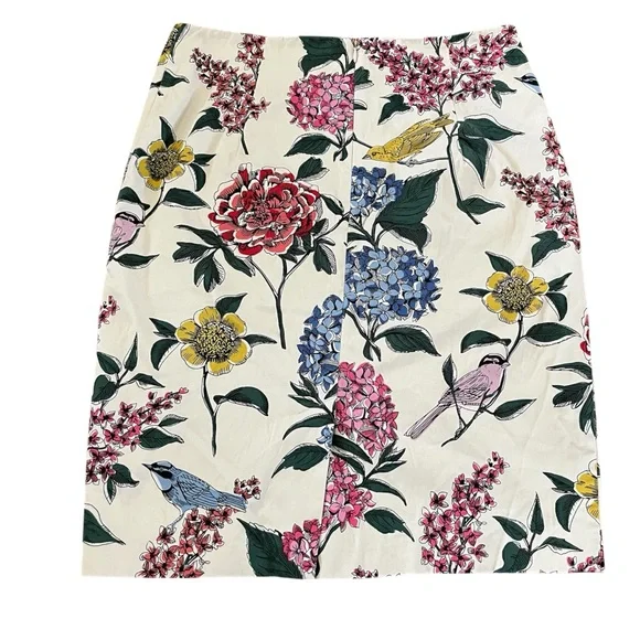 Boden Ivory Floral and Bird Print Pencil Skirt Size 12 - Picture 2 of 9